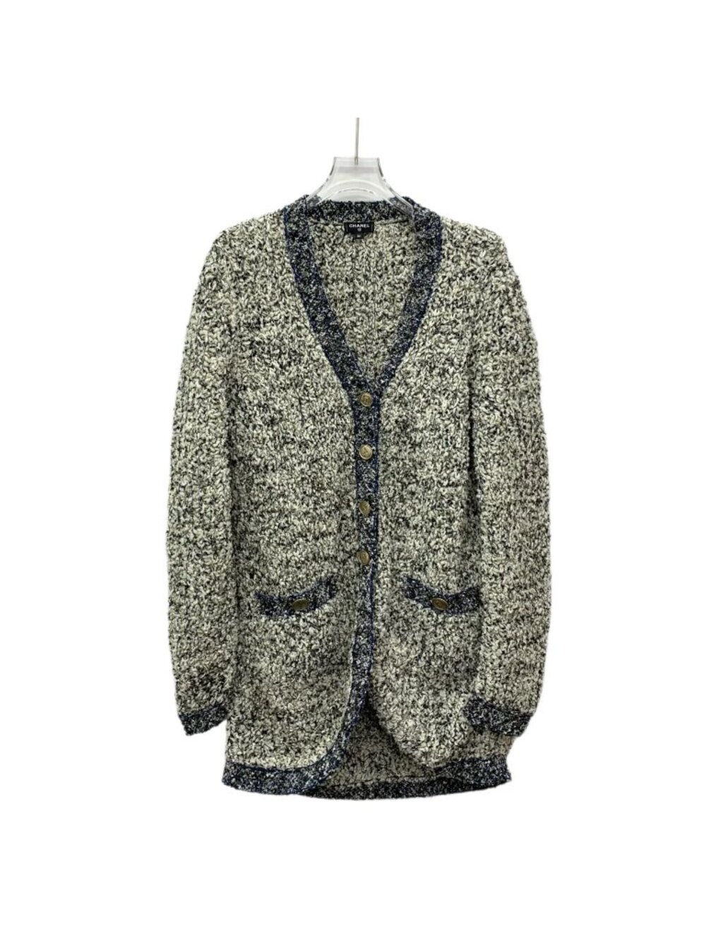 Chanel Egyptian Gold-Tone Wool V-Neck Cardigan